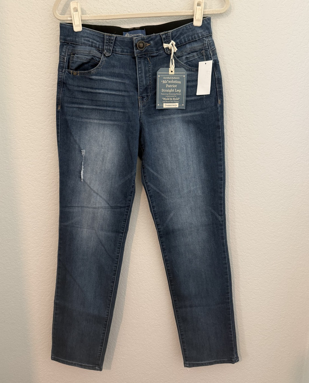 Democracy Ab'solution Patriot Straight Leg Jeans Blue Size 8 NWT Stretch